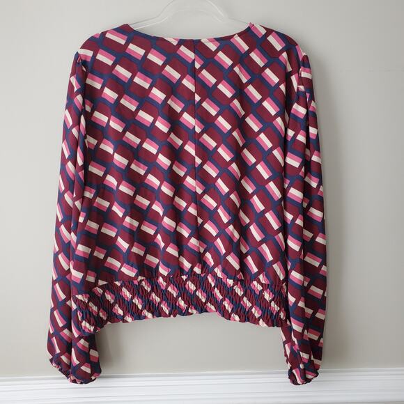 Lane Bryant Women Cross Front Wrap Blouse Top 24 3X Multicolor Geometric NEW - Picture 8 of 12
